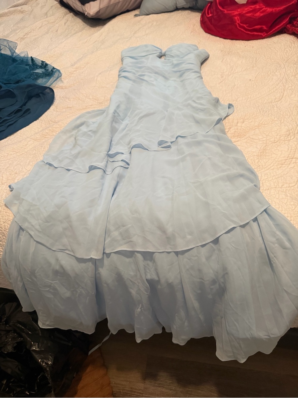 Light Blue Layered Chiffon Women's Dress